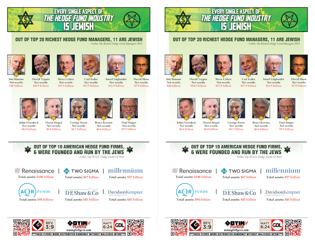 Every Single Aspect of Hedge Funds is Jewish Front Side Half Sheet