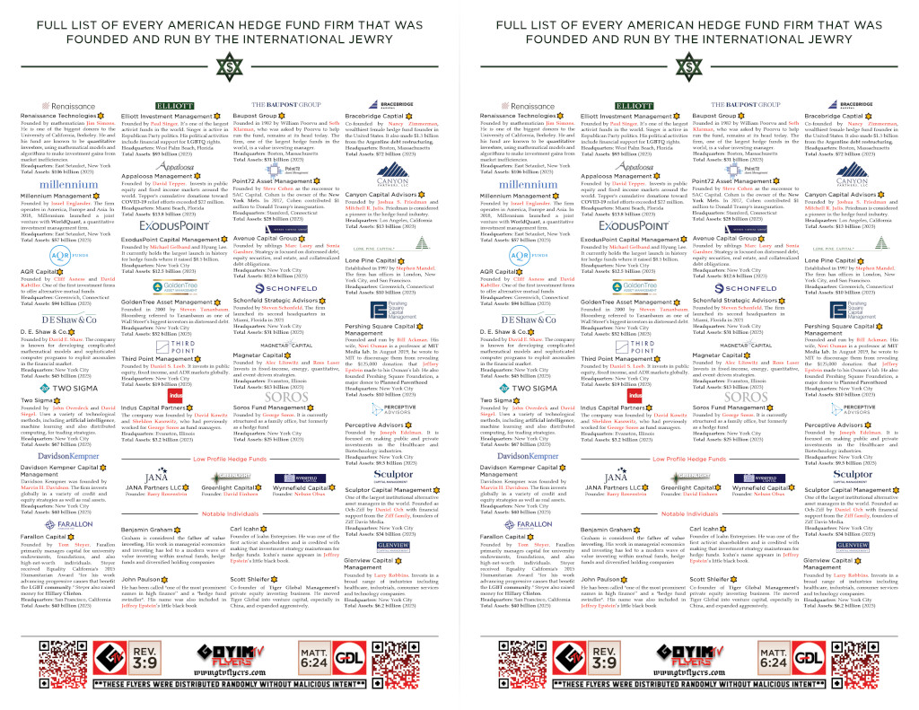 Every Single Aspect of Hedge Funds is Jewish Backside Half Sheet